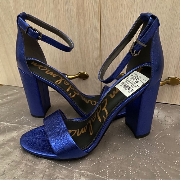Sam Edelman Yaro Blue Block Heels Sandals Size 7.5 - Picture 1 of 11